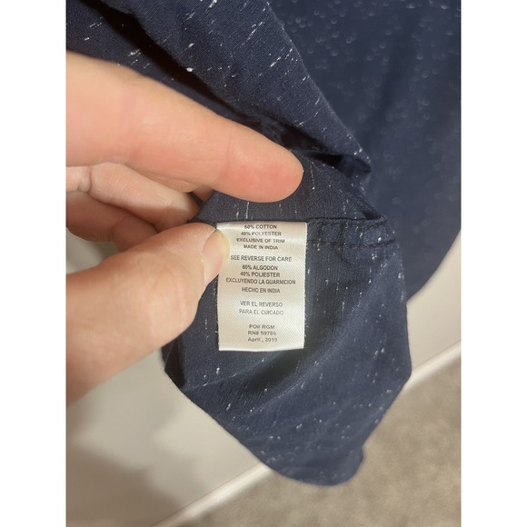 Rugby University Shirt Mens Large Navy Blue Button Down Cotton Short Sleeve - Picture 4 of 5